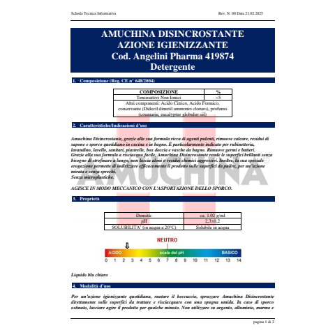 Detergente disincrostante superfici ad azione igienizzante Amuchina Professional 750 ml - 419874